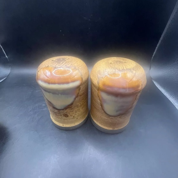 Rustic Brown Ceramic Salt and Pepper Shakers with Butter Dish - Picture 4 of 16